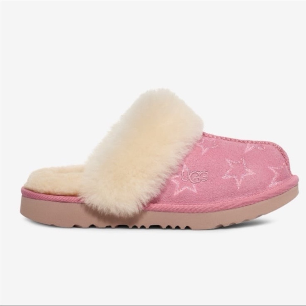 UGG Big Kids Cozy II Iridescent star Slippers Pink
